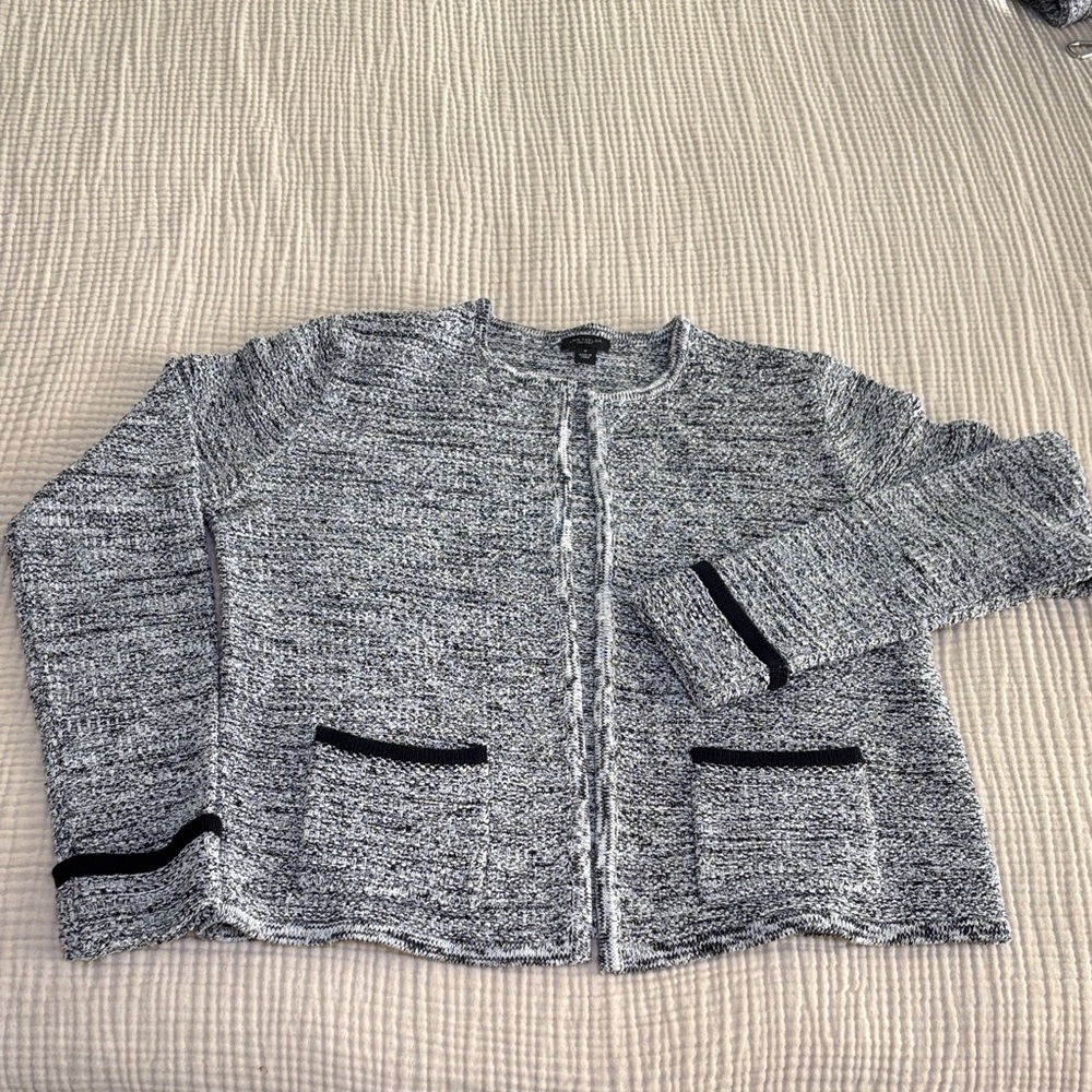 Ann Taylor Black & White Knit Tweed Sweater